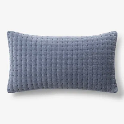 The Company Store Tufted Stitch Velvet Decorative Lumbar Pillow Cover In Blue