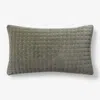 The Company Store Tufted Stitch Velvet Decorative Lumbar Pillow Cover In Green