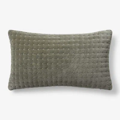 The Company Store Tufted Stitch Velvet Decorative Lumbar Pillow Cover In Green