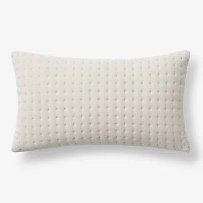 The Company Store Tufted Stitch Velvet Decorative Lumbar Pillow Cover In White