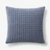 The Company Store Tufted Stitch Velvet Decorative Square Pillow Cover In Blue