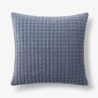 The Company Store Tufted Stitch Velvet Decorative Square Pillow Cover In Blue