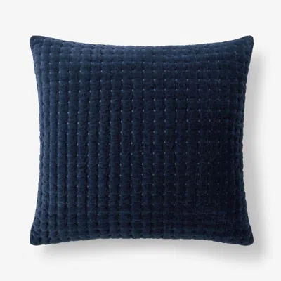 The Company Store Tufted Stitch Velvet Decorative Square Pillow Cover In Blue