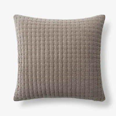 The Company Store Tufted Stitch Velvet Decorative Square Pillow Cover In Brown