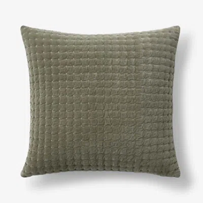 The Company Store Tufted Stitch Velvet Decorative Square Pillow Cover In Green