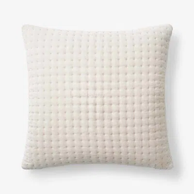 The Company Store Tufted Stitch Velvet Decorative Square Pillow Cover In White