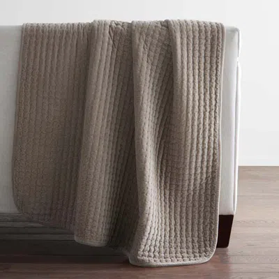 The Company Store Tufted Stitch Velvet Throw Blanket In Brown