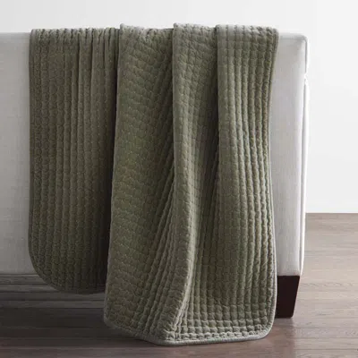 The Company Store Tufted Stitch Velvet Throw Blanket In Green