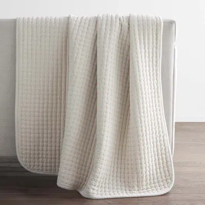 The Company Store Tufted Stitch Velvet Throw Blanket In White