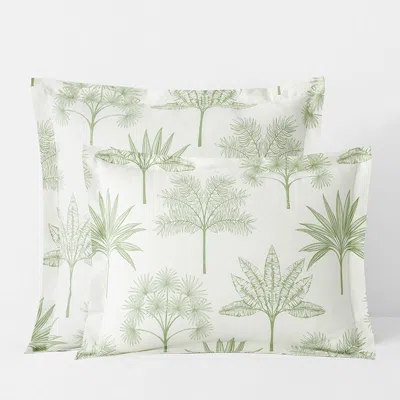 The Company Store Tulum Forest Classic Cool Percale Sham In Green/ivory
