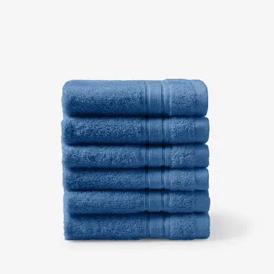 The Company Store Turkish Cotton 6-piece Washcloth Set In Blue
