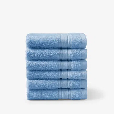 The Company Store Turkish Cotton 6-piece Washcloth Set In Blue Water