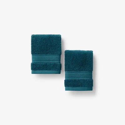 The Company Store Turkish Cotton Washcloths, Set Of 2 In Blue/teal/turquoise