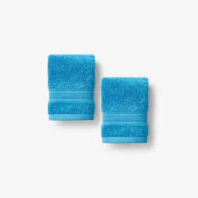 The Company Store Turkish Cotton Washcloths, Set Of 2 In Blue/teal/turquoise