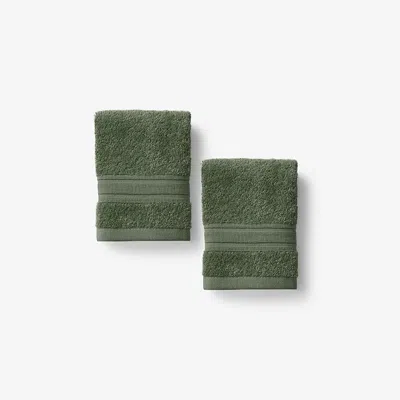 The Company Store Turkish Cotton Washcloths, Set Of 2 In Marsh Green