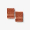 The Company Store Turkish Cotton Washcloths, Set Of 2 In Orange/coral