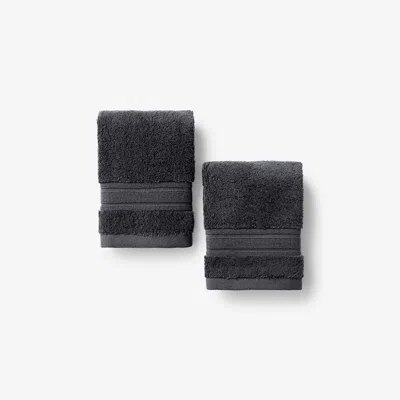 The Company Store Turkish Cotton Washcloths, Set Of 2 In Pewter Gray