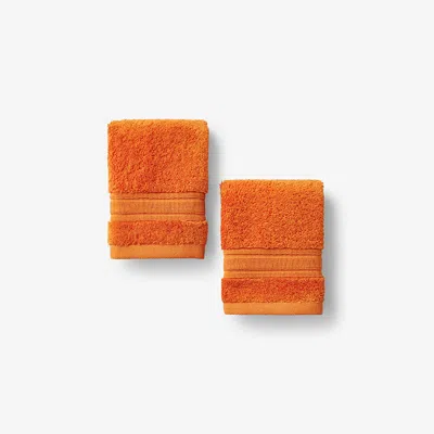 The Company Store Turkish Cotton Washcloths, Set Of 2 In Pumpkin Orange