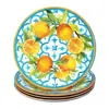 The Company Store Valencia Melamine Dinner Plates, Set Of 4 In Orange/coral