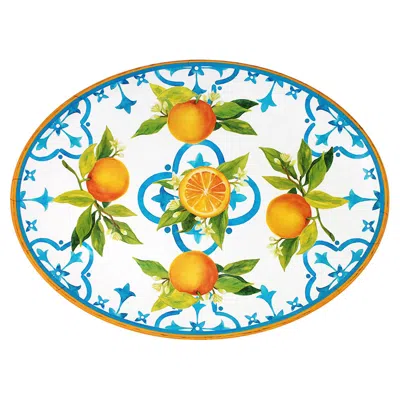 The Company Store Valencia Melamine Oval Serving Platter In Orange/coral