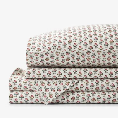 The Company Store Veena Premium Smooth Sateen Bed Sheet Set In Green/red