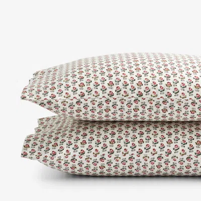 The Company Store Veena Premium Smooth Sateen Pillowcase Set In Green/red