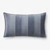 The Company Store Velvet Linen Stripe Decorative Lumbar Pillow Cover In Blue