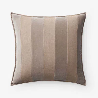 The Company Store Velvet Linen Stripe Decorative Square Pillow Cover In Brown