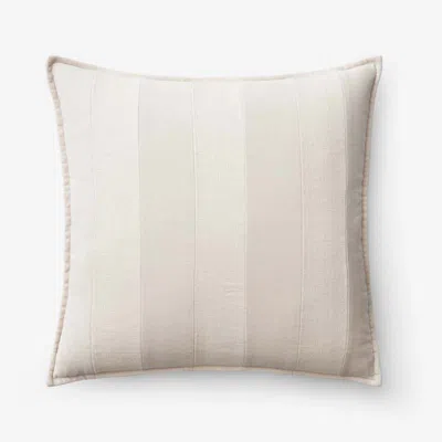 The Company Store Velvet Linen Stripe Decorative Square Pillow Cover In Neutral