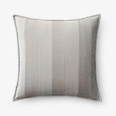 The Company Store Velvet Linen Stripe Decorative Square Pillow Cover In Neutral
