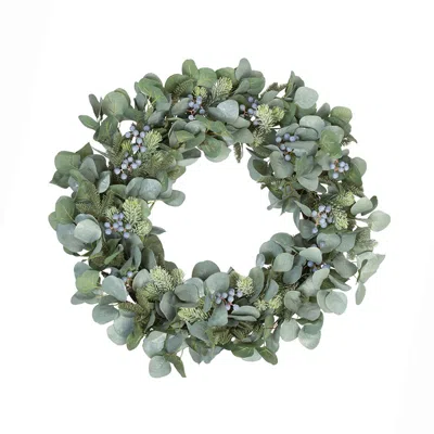 The Company Store Viburnum Berry And Eucalyptus Door Wreath In Green