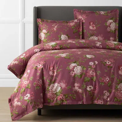 The Company Store Victorian Bloom Premium Smooth Wrinkle-free Sateen Duvet Cover In Red