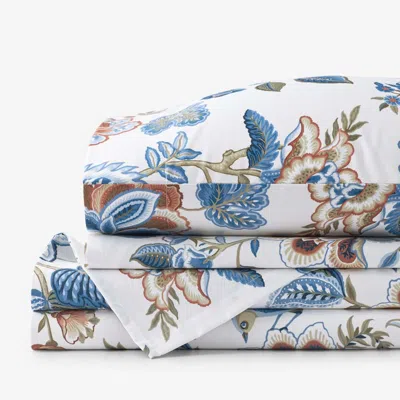 The Company Store Vintage Meadow Premium Smooth Wrinkle-free Sateen Bed Sheet Set In Blue