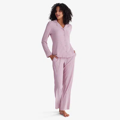 The Company Store Viscose From Bamboo Button-down Pajama Set In Pink