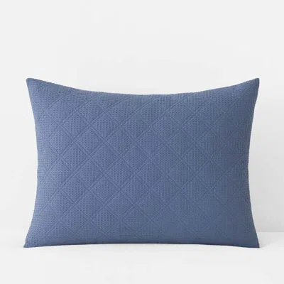 The Company Store Waffle Quilted Sham In Denim Blue
