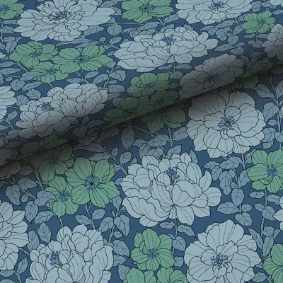 The Company Store Wallpaper Swatch In Large Blooms Blue