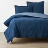 The Company Store Washed Denim Reversible Comforter In Blue