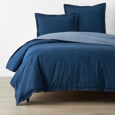 The Company Store Washed Denim Reversible Duvet Cover In Blue