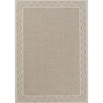 The Company Store Wave Border Outdoor Rug In Gray