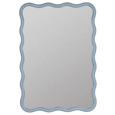 The Company Store Wave Rectangle Wall Mirror In Light Blue