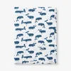 The Company Store Whale School Classic Cool Organic Cotton Percale Quilted Reversible Sherpa Stroller Blanket In Blue