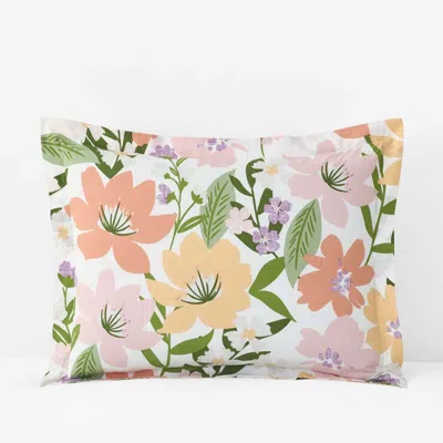 The Company Store Whimsy Garden Classic Cool Cotton Percale Sham In Green/orange/coral