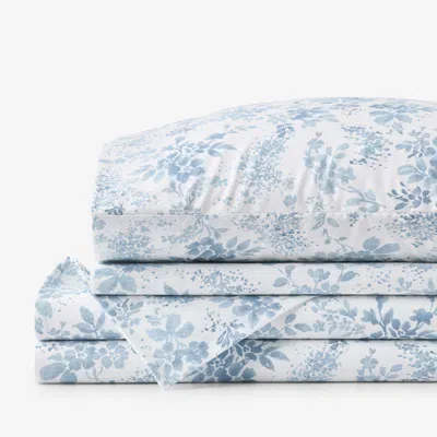 The Company Store Whisper Fleur Premium Smooth Wrinkle-free Sateen Bed Sheet Set In Multi