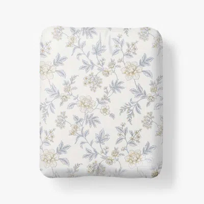 The Company Store Whispering Garden Premium Smooth Wrinkle-free Sateen Fitted Bed Sheet In Gray/white/yellow