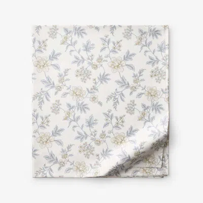 The Company Store Whispering Garden Premium Smooth Wrinkle-free Sateen Flat Bed Sheet In Gray/white/yellow