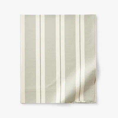 The Company Store Wide Stripe Classic Cool Cotton Percale Flat Bed Sheet In Green/white