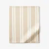 The Company Store Wide Stripe Classic Cool Cotton Percale Flat Bed Sheet In White/yellow