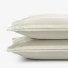 The Company Store Wide Stripe Classic Cool Cotton Percale Pillowcase Set In Green/white