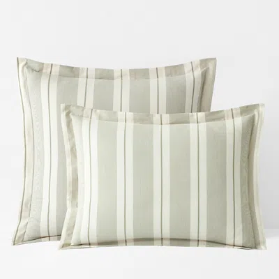 The Company Store Wide Stripe Classic Cool Cotton Percale Sham In Green/white