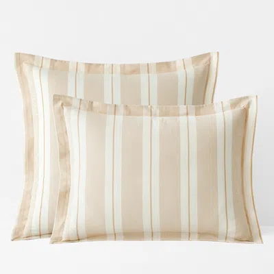 The Company Store Wide Stripe Classic Cool Cotton Percale Sham In White/yellow
